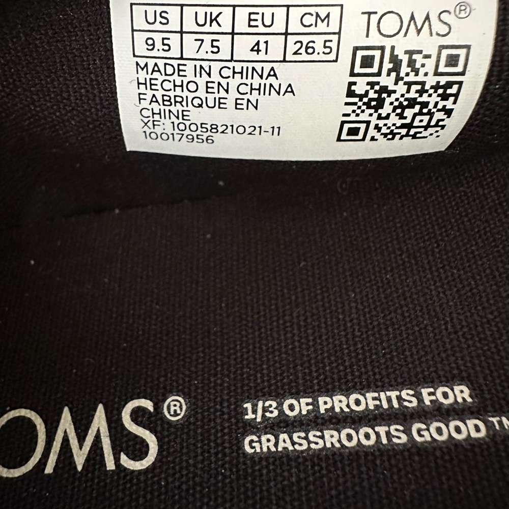 TOMS Alpargata Mallow Black Hearts Faux Shearling Slip-On Size 9.5 - Picture 11 of 12